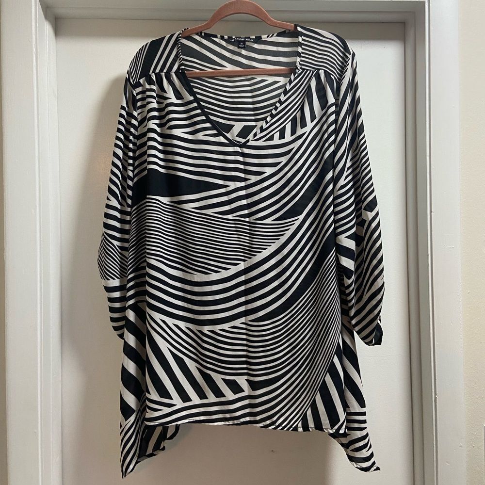 Zac & Rachel Women Black White blouse 3xl